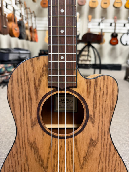 LANIKAI OA-CEB Oak Electric Baritone Ukulele w/Case - Cutaway/Fishman Pickup