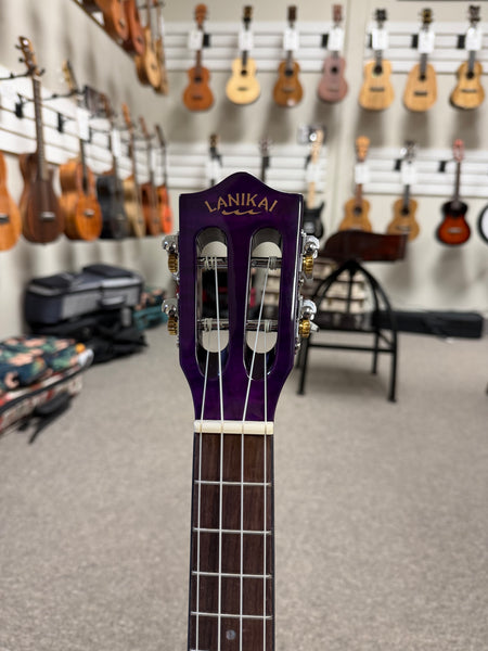 LANIKAI QM-PUCET Quilted Maple Electric Tenor Ukulele - Transparent Purple