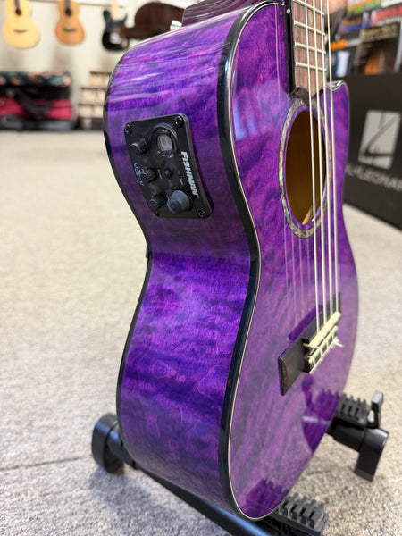 LANIKAI QM-PUCET Quilted Maple Electric Tenor Ukulele - Transparent Purple