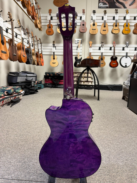 LANIKAI QM-PUCET Quilted Maple Electric Tenor Ukulele - Transparent Purple