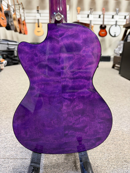 LANIKAI QM-PUCET Quilted Maple Electric Tenor Ukulele - Transparent Purple