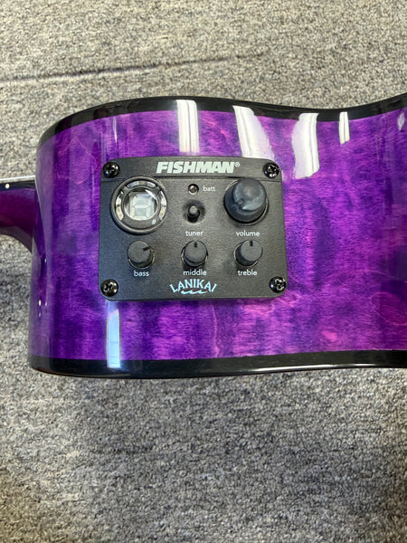 LANIKAI QM-PUCET Quilted Maple Electric Tenor Ukulele - Transparent Purple