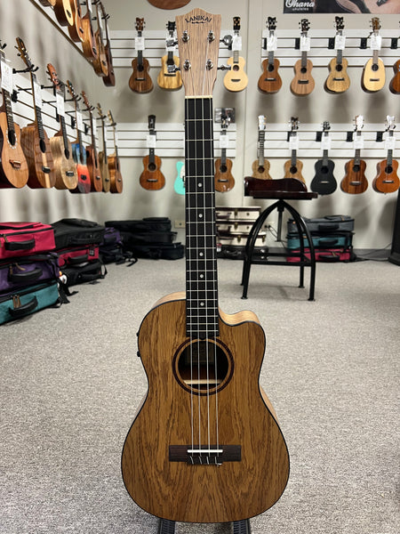 LANIKAI OA-CEB Oak Electric Baritone Ukulele w/Case - Cutaway/Fishman Pickup