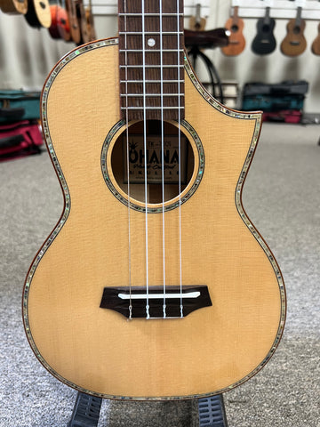 OHANA TK-75CG Tenor Ukulele -Solid Spruce/Solid Flame Maple Cutaway - Pre Loved