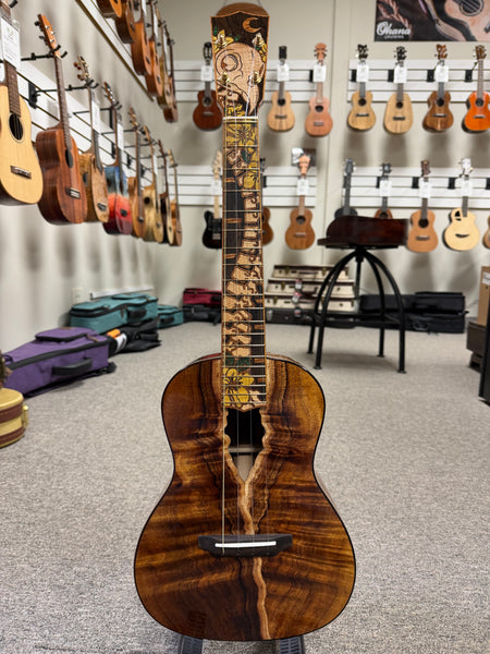 Coast Ukulele Custom Solid Koa Tenor Ukulele w/Case  #98 - Live Edge Soundhole