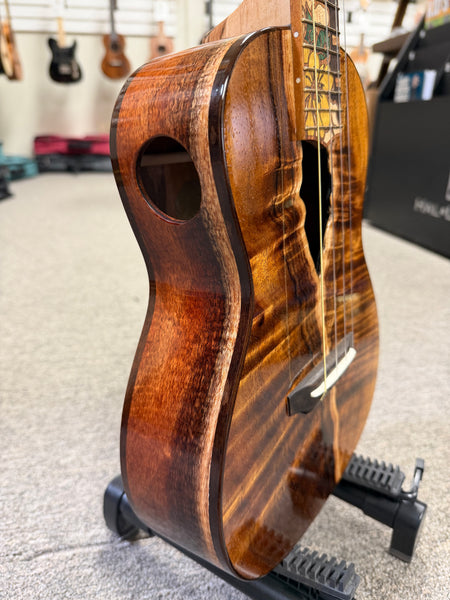 Coast Ukulele Custom Solid Koa Tenor Ukulele w/Case  #98 - Live Edge Soundhole