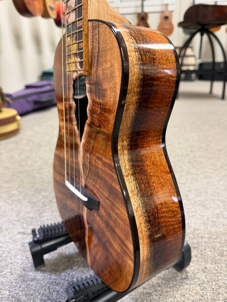 Coast Ukulele Custom Solid Koa Tenor Ukulele w/Case  #98 - Live Edge Soundhole