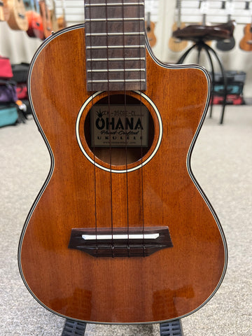 Ohana CK-35CGE-CL Cynthia Lin Solid Mahogany Electric Concert Ukulele w/Case