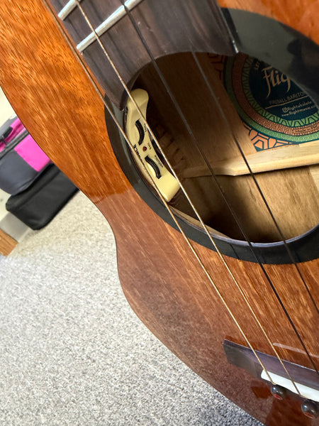Flight Fireball Solid Mango Electric Baritone Ukulele w/Case #2 - Royal Series