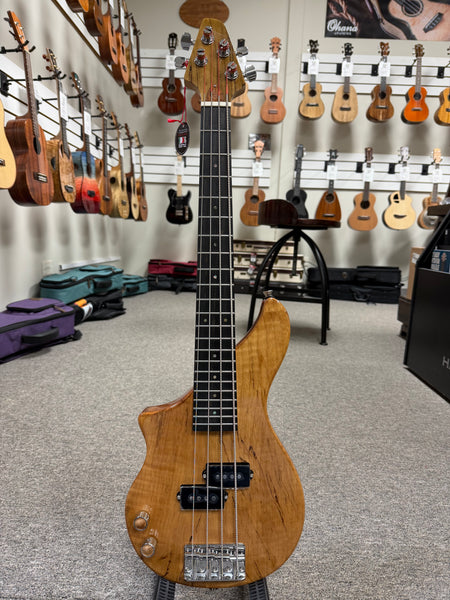 Tiny Boy Left Handed Spalted Maple 4 String Solid Body Bass w/Case - TBJ-3400LH-NSM Lefty Short Scale Bass