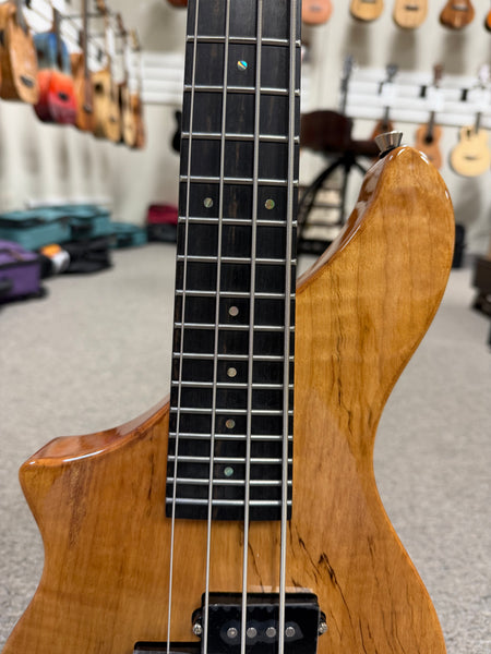Tiny Boy Left Handed Spalted Maple 4 String Solid Body Bass w/Case - TBJ-3400LH-NSM Lefty Short Scale Bass