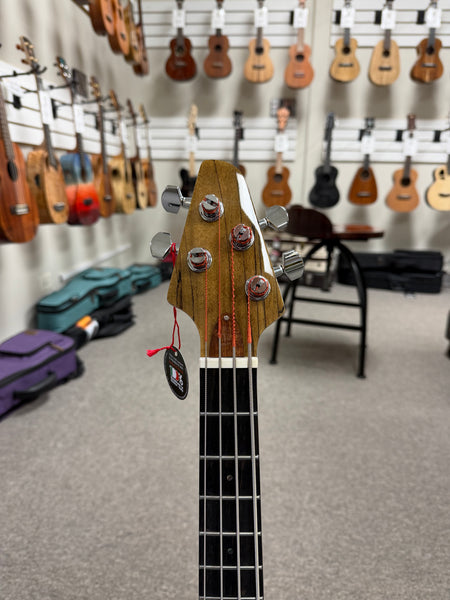 Tiny Boy Left Handed Spalted Maple 4 String Solid Body Bass w/Case - TBJ-3400LH-NSM Lefty Short Scale Bass