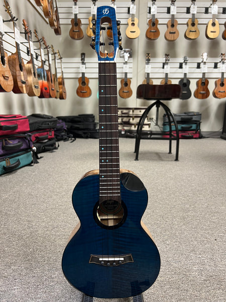 Flight Comet Blue Tenor Electric Ukulele w/Case - Solid Flamed Maple/Solid Mango