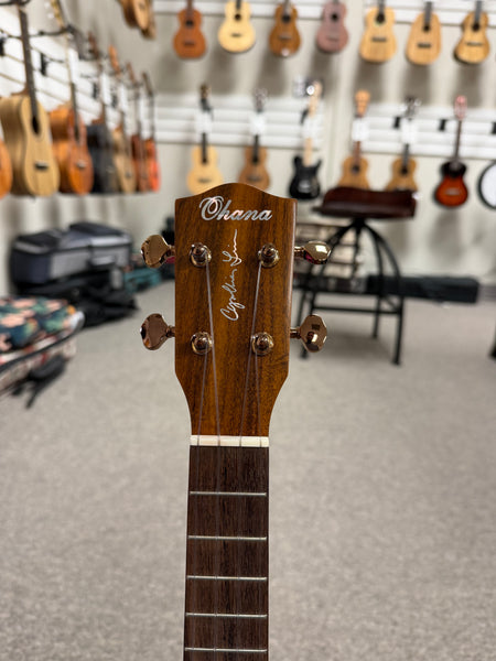 Ohana CK-450-CL Cynthia Lin Solid Koa Concert Ukulele w/Case - Pre Loved