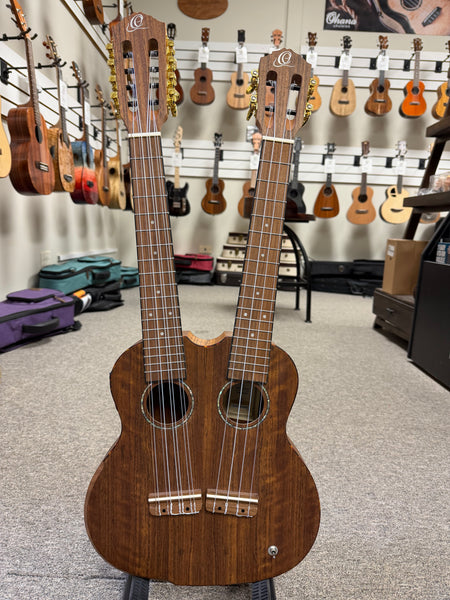 Ortega Double Neck 4 & 8 String Acacia Electric Tenor Ukulele w/Case  - Pre-Loved
