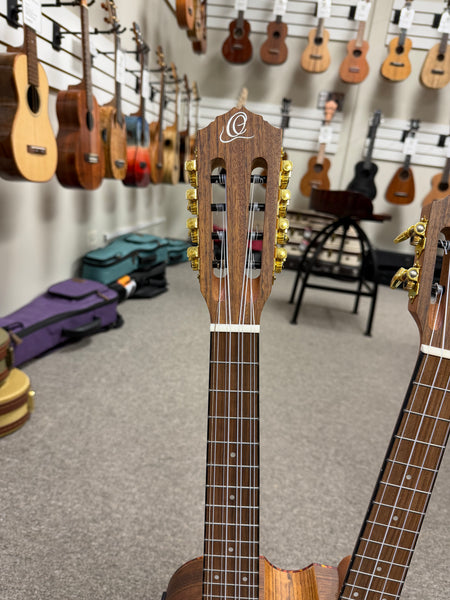 Ortega Double Neck 4 & 8 String Acacia Electric Tenor Ukulele w/Case  - Pre-Loved