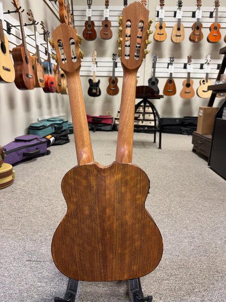 Ortega Double Neck 4 & 8 String Acacia Electric Tenor Ukulele w/Case  - Pre-Loved