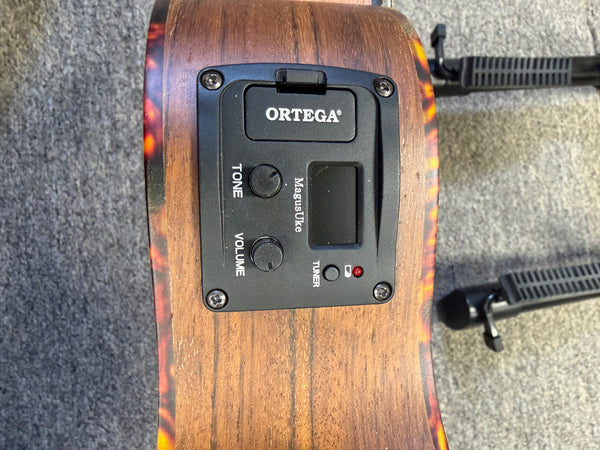 Ortega Double Neck 4 & 8 String Acacia Electric Tenor Ukulele w/Case  - Pre-Loved