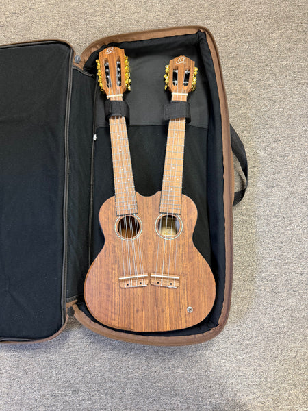 Ortega Double Neck 4 & 8 String Acacia Electric Tenor Ukulele w/Case  - Pre-Loved
