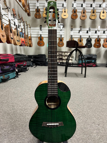 Flight Comet Green Tenor Electric Ukulele w/Case - Solid Flamed Maple/Solid Mango