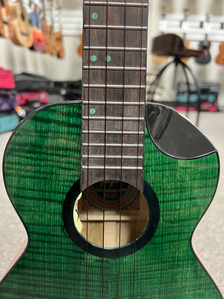 Flight Comet Green Tenor Electric Ukulele w/Case - Solid Flamed Maple/Solid Mango