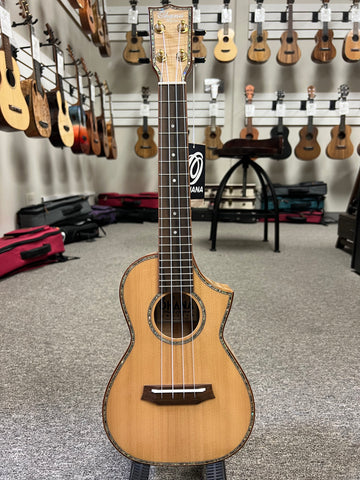 OHANA CK-75CG Concert Ukulele -Solid Spruce/Solid Flame Maple Cutaway
