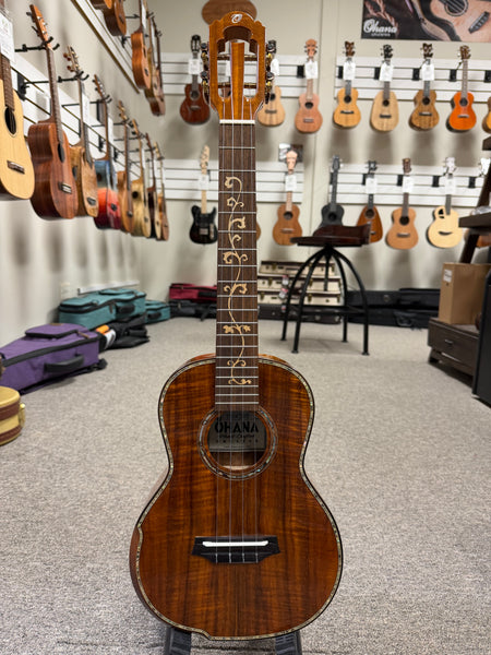 OHANA TK-575G Solid Premium Koa Tenor Ukulele w/Case - Limited Edition