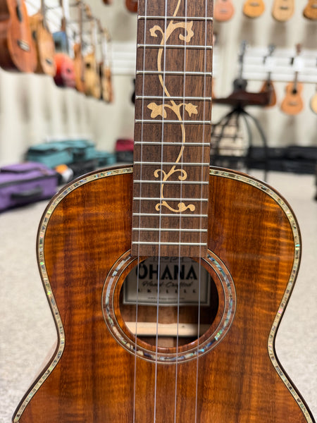 OHANA TK-575G Solid Premium Koa Tenor Ukulele w/Case - Limited Edition