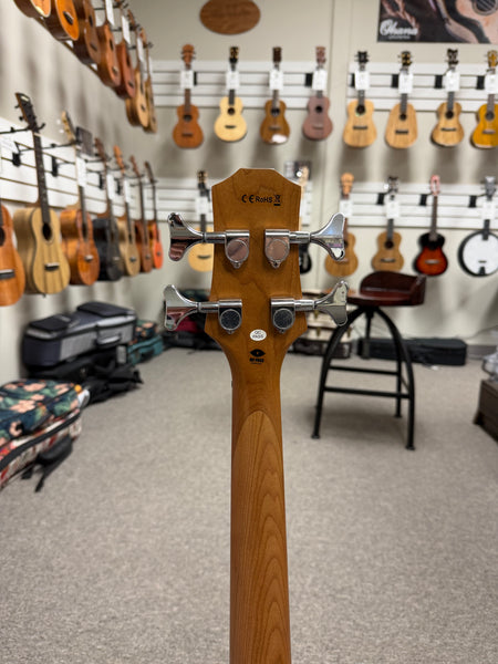 Flight Electric Mini Bass PBR Ukulele w/Case - Poplar Burl Top