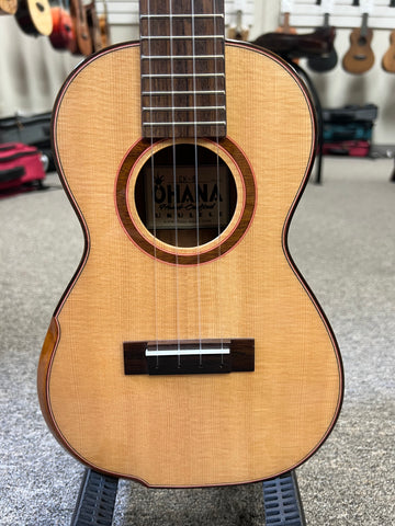 OHANA CK-6 Solid Spruce/Acacia Concert Ukulele w/Comfort Armrest