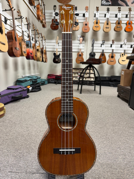 OHANA TK-350G Solid Koa Tenor Ukulele w/Hard Shell Case