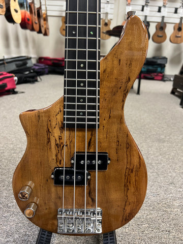 Tiny Boy Left Handed Spalted Maple 4 String Solid Body Bass w/Case - TBJ-3400LH-NSM Lefty Short Scale Bass