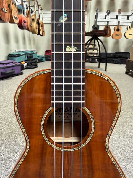OHANA CK-570G Solid Koa Concert Ukulele w/Case - Abalone Bird Inlays