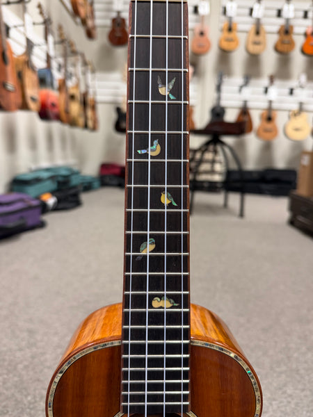 OHANA CK-570G Solid Koa Concert Ukulele w/Case - Abalone Bird Inlays