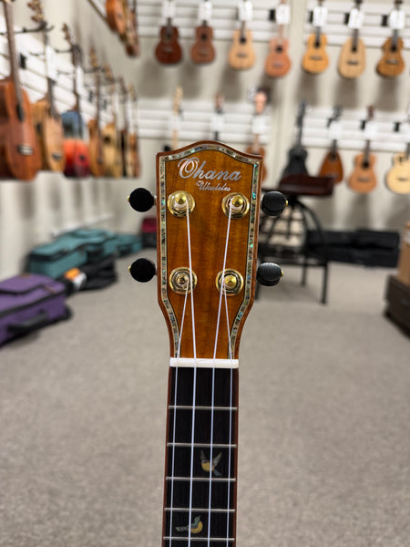 OHANA CK-570G Solid Koa Concert Ukulele w/Case - Abalone Bird Inlays