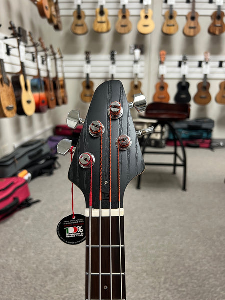 Tiny Boy Ash Body 4 String Solid Body Black Bass w/Case - TBJ-4400B Short Scale Bass