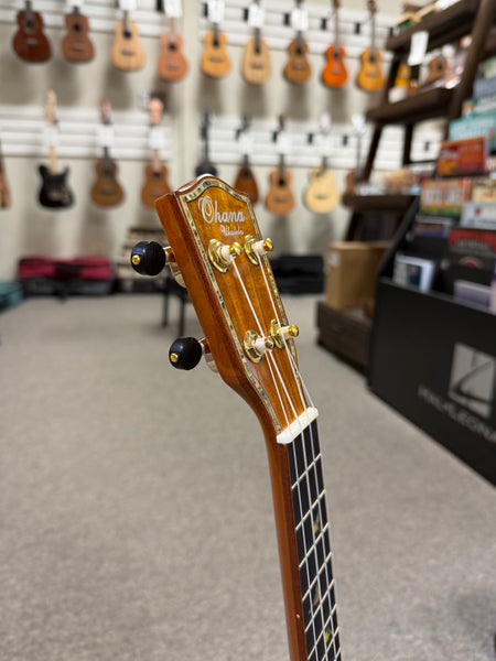 OHANA CK-570G Solid Koa Concert Ukulele w/Case - Abalone Bird Inlays