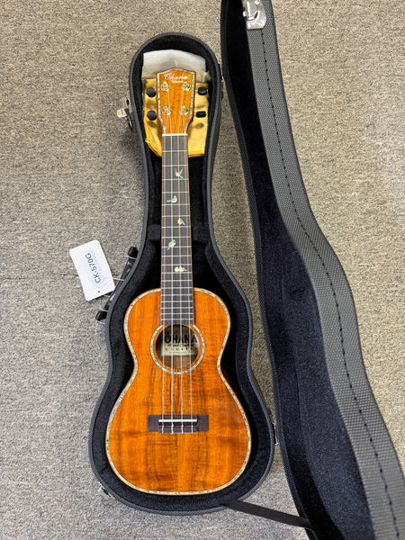 OHANA CK-570G Solid Koa Concert Ukulele w/Case - Abalone Bird Inlays
