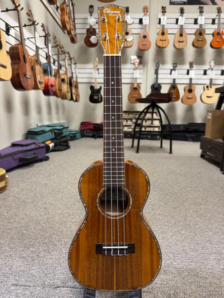 OHANA CK-350G Solid Koa Concert Ukulele w/Hard Shell Case