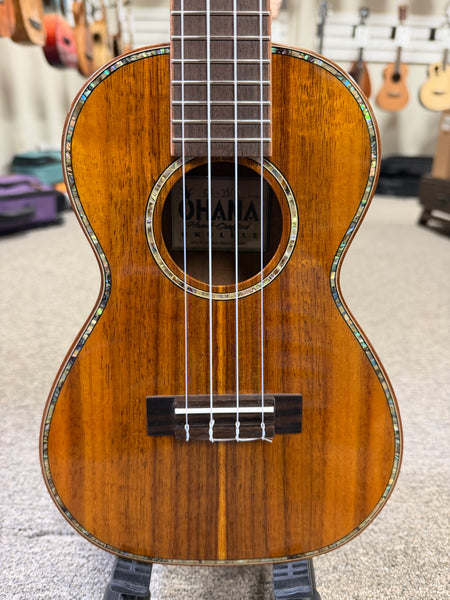 OHANA CK-350G Solid Koa Concert Ukulele w/Hard Shell Case