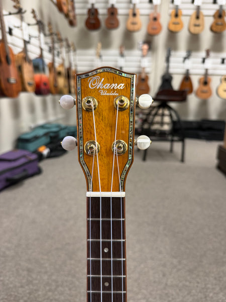 OHANA CK-350G Solid Koa Concert Ukulele w/Hard Shell Case