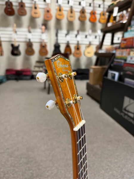 OHANA CK-350G Solid Koa Concert Ukulele w/Hard Shell Case