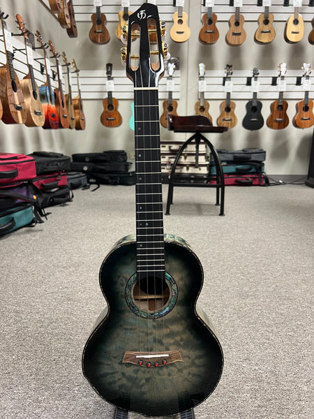 Flight A10QM Aqua Blue Solid Quilted Maple Tenor Ukulele w/Case -10th Anniversary Model #1