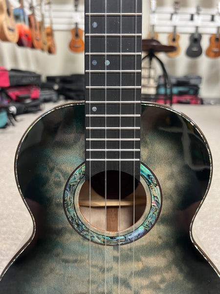 Flight A10QM Aqua Blue Solid Quilted Maple Tenor Ukulele w/Case -10th Anniversary Model #1