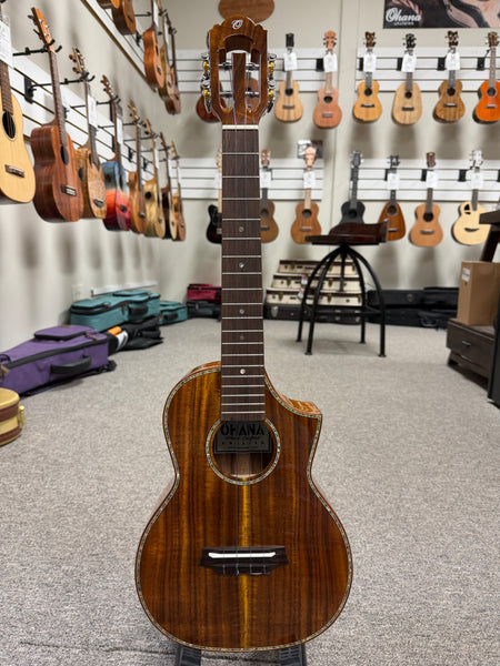 OHANA TK-7 Solid Acacia Tenor Ukulele w/Cutaway