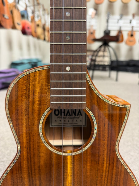 OHANA TK-7 Solid Acacia Tenor Ukulele w/Cutaway