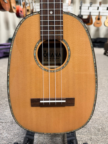 OHANA PKT-70G Pineapple Tenor Ukulele - Solid Spruce/Solid Mahogany