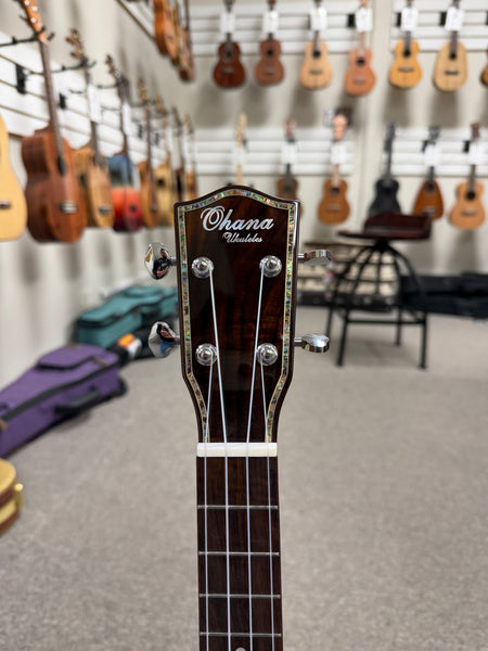 OHANA PKT-70G Pineapple Tenor Ukulele - Solid Spruce/Solid Mahogany