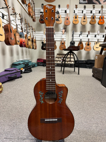 OHANA TK-60CG Solid Mahogany Tenor Ukulele w/Cutaway