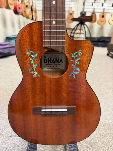 OHANA TK-60CG Solid Mahogany Tenor Ukulele w/Cutaway